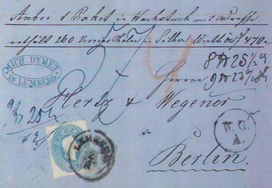 Example of an inter-state parcel letter