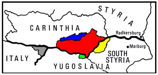 Sketch map of Carinthia in 1920
